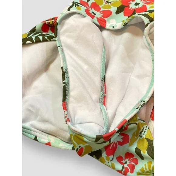 Kanu Surf Girls Beach Sport Cut-Out 1-Piece Swimsuit Tropical Print Size 14 - Picture 3 of 5